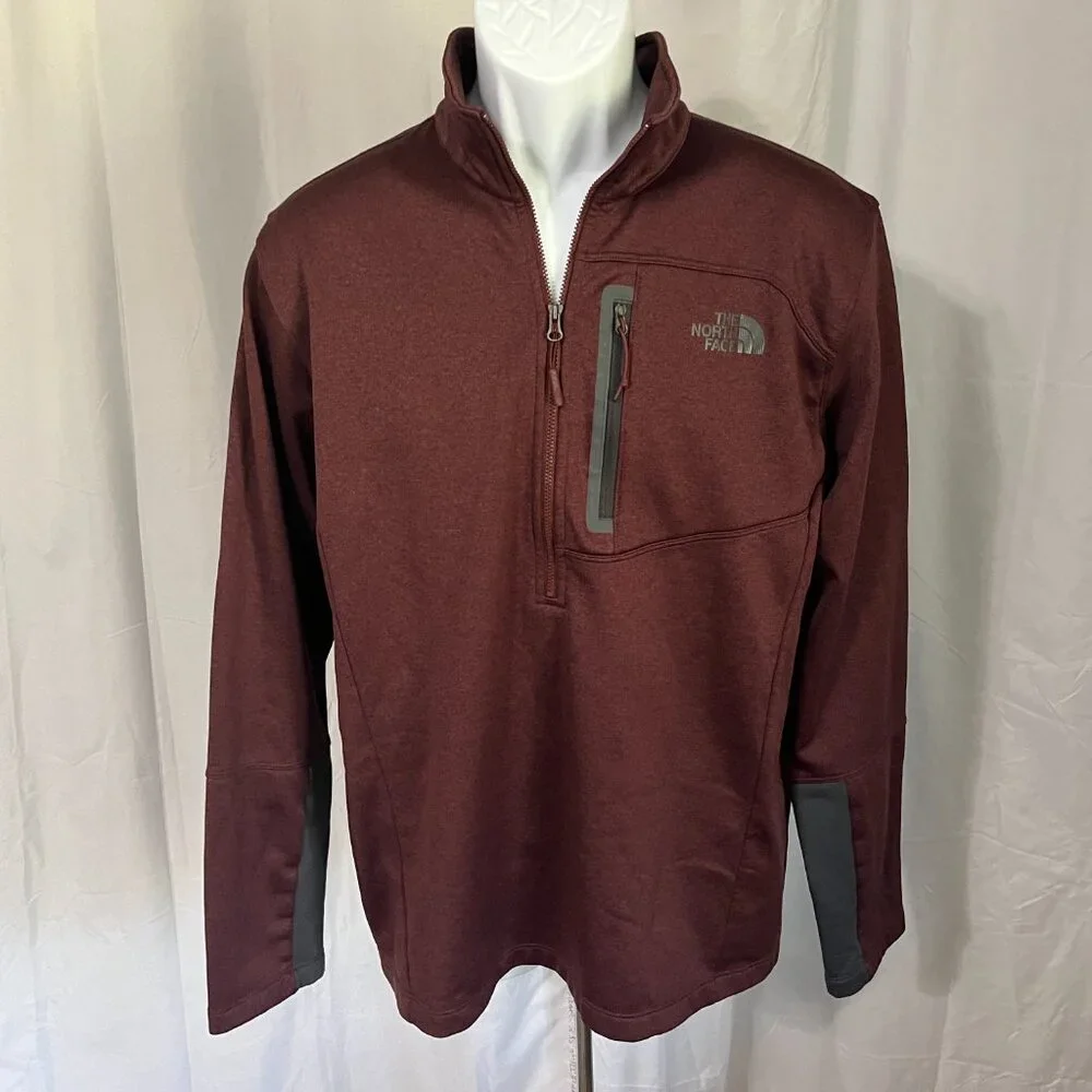 🏔️ The North Face Men’s Dark Burgundy 1/4 Zip Pullover Jacket L 🔥